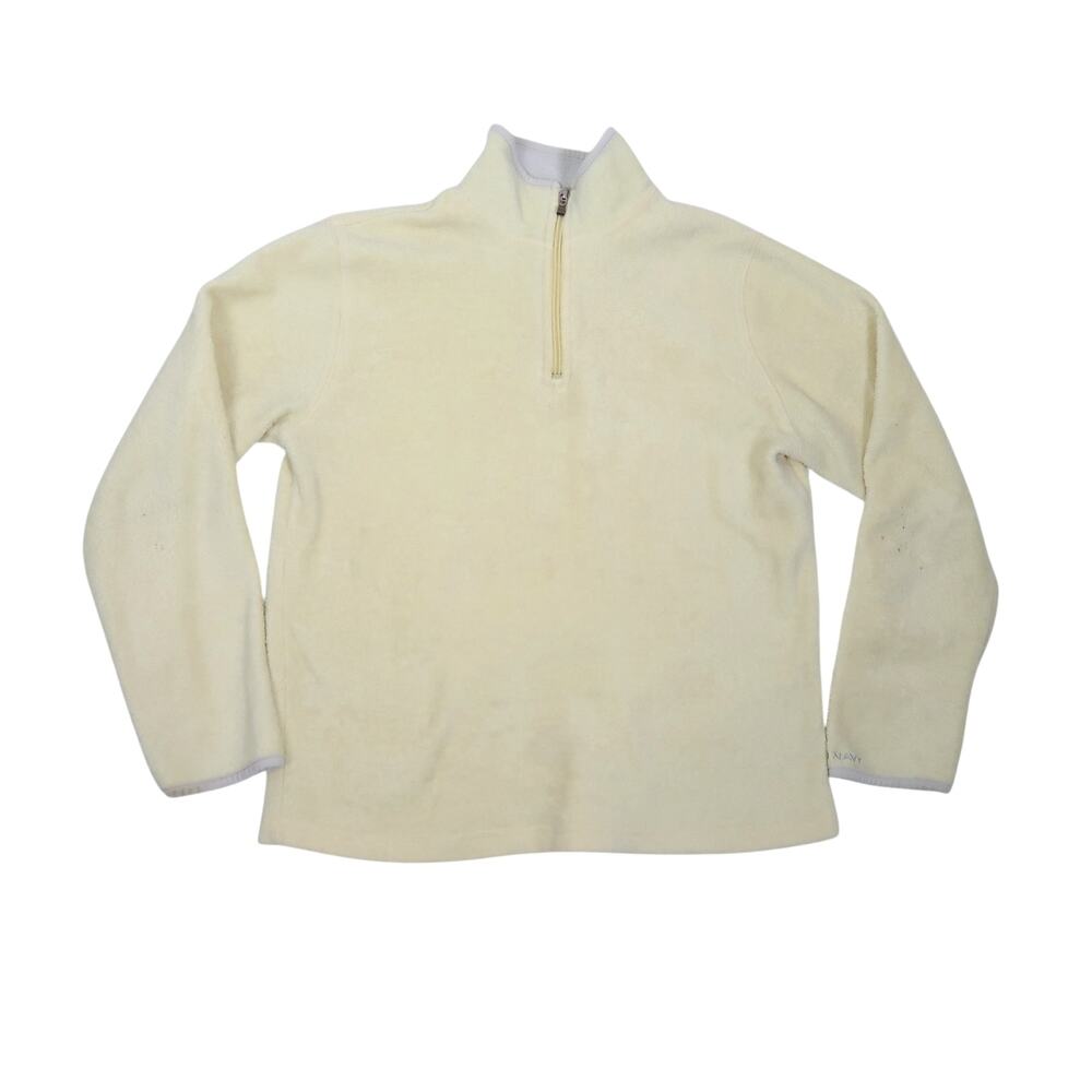 Vintage 90s Old Navy Pastel Yellow 1/4 Zip Fleece Pullover Sweatshirt M